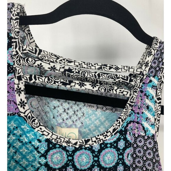 Roxy Girl Swing Tunic Dress Size 10 Blue White Geometric Sleeveless New B5 - Picture 5 of 9